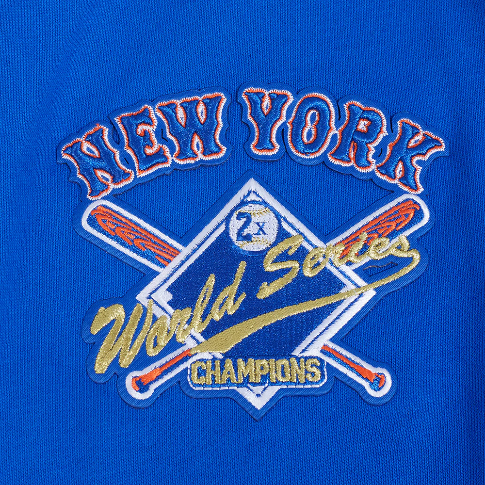 MLB NEW YORK METS CREST EMBLEM MEN'S RIB PO HOODIE (ROYAL/ORANGE/ROYAL) - Image 7
