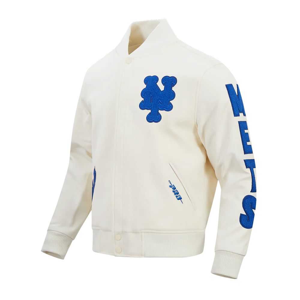 MLB NEW YORK METS TRIPLE TONAL VARSITY JACKET (EGGSHELL) - Image 3