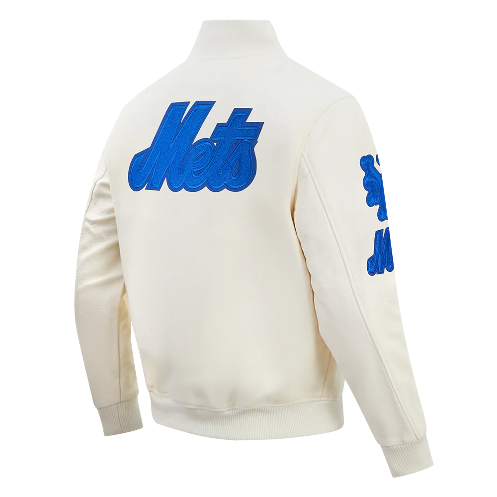 MLB NEW YORK METS TRIPLE TONAL VARSITY JACKET (EGGSHELL) - Image 4