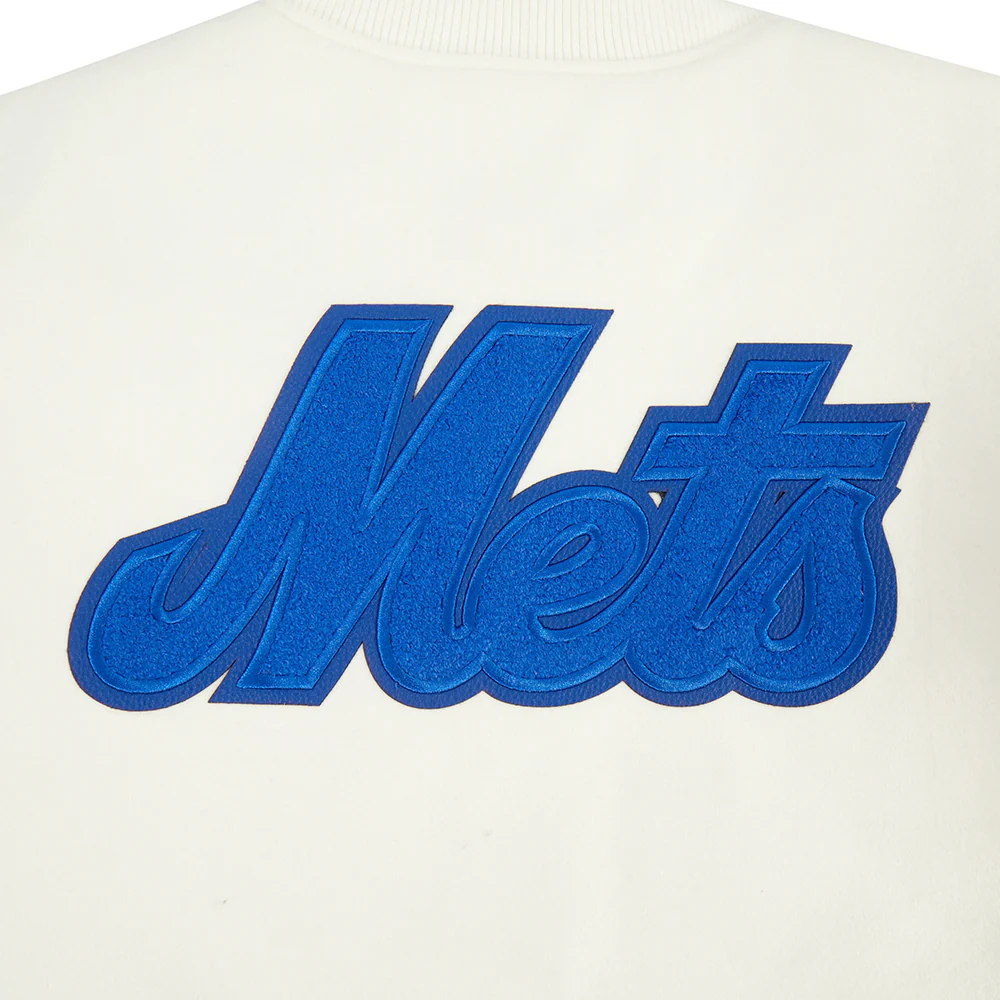 MLB NEW YORK METS TRIPLE TONAL VARSITY JACKET (EGGSHELL) - Image 5