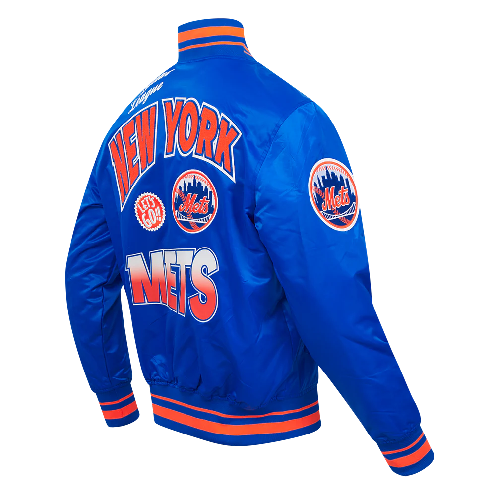 MLB NEW YORK METS TURN IT UP MEN'S RIB SATIN JACKET (ROYAL/ORANGE/ROYAL) - Image 4