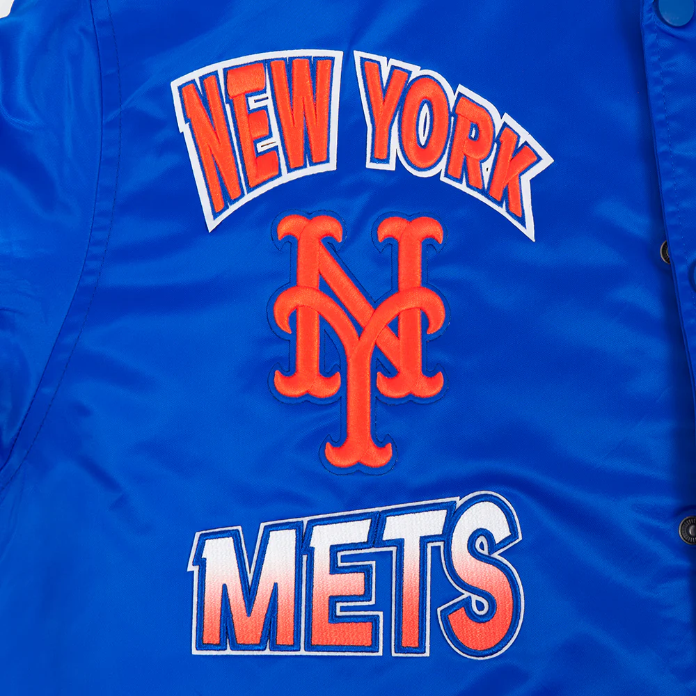 MLB NEW YORK METS TURN IT UP MEN'S RIB SATIN JACKET (ROYAL/ORANGE/ROYAL) - Image 9