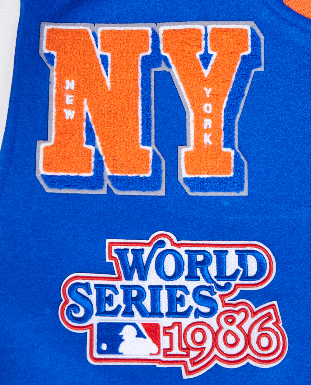 MLB NEW YORK METS MASHUP MEN'S RIB WOOL VARSITY JACKET (ROYAL/ORANGE/ROYAL) - Image 7
