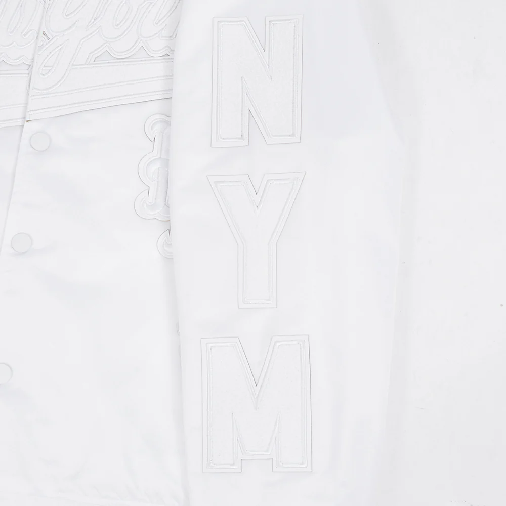 MLB NEW YORK METS WHITE OUT MEN'S SATIN JACKET (WHITE) - Image 8