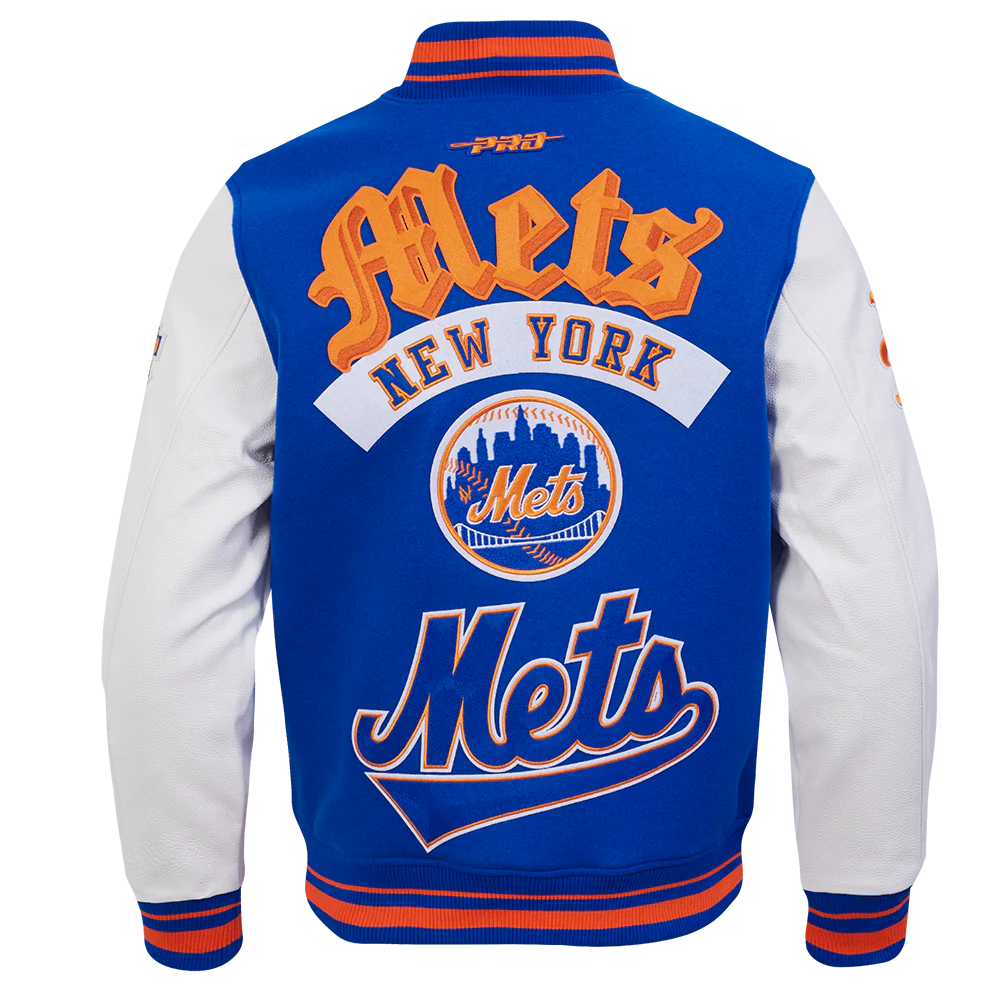 MLB NEW YORK METS BEST OF MEN'S RIB WOOL VARSITY JACKET (ROYAL/ORANGE/ROYAL) - Image 3