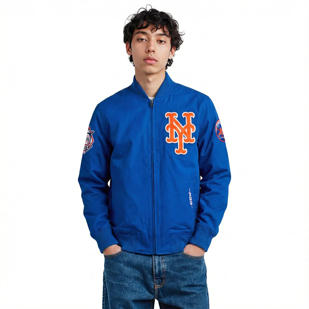 MLB NEW YORK METS LIVING LARGE MEN'S TWILL JACKET (ROYAL BLUE)