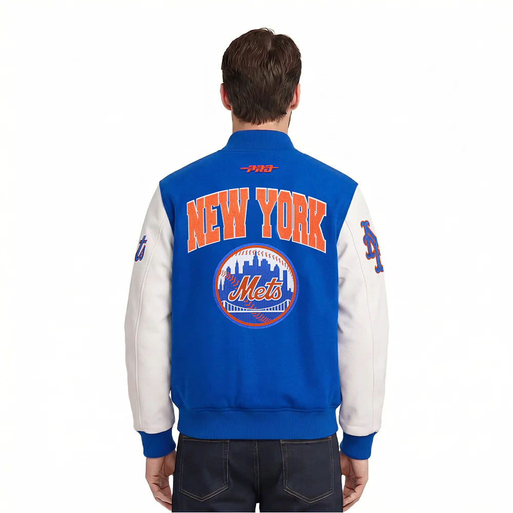 MLB NEW YORK METS CITY ARCH MEN'S WOOL VARSITY JACKET (ROYAL BLUE/WHITE) - Image 2