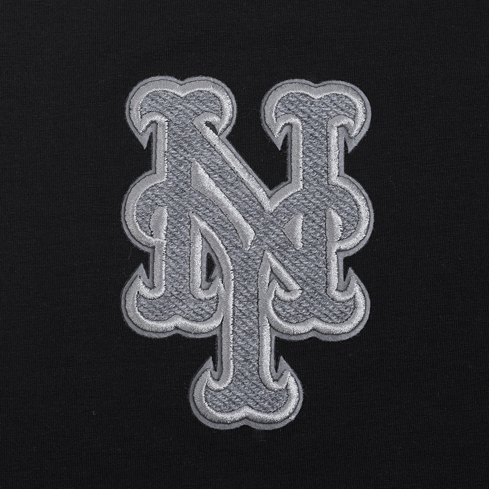 MLB NEW YORK METS REVERSE FRENCH TERRY WOMEN'S SINGLE JERSEY BOXY TOP (BLACK) - Image 9