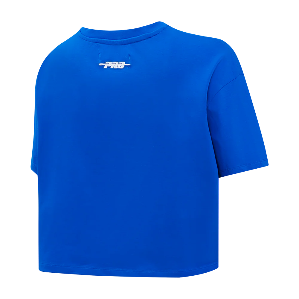 MLB NEW YORK METS RETRO ELEVATION WOMEN'S SINGLE JERSEY BOXY TOP (ROYAL BLUE) - Image 4