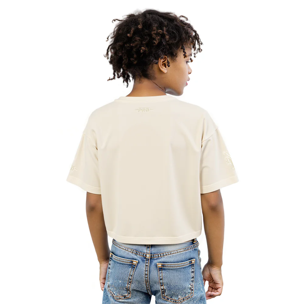 MLB NEW YORK METS NEUTRAL BIG GIRL'S SS BOXY TEE (EGGSHELL) - Image 2