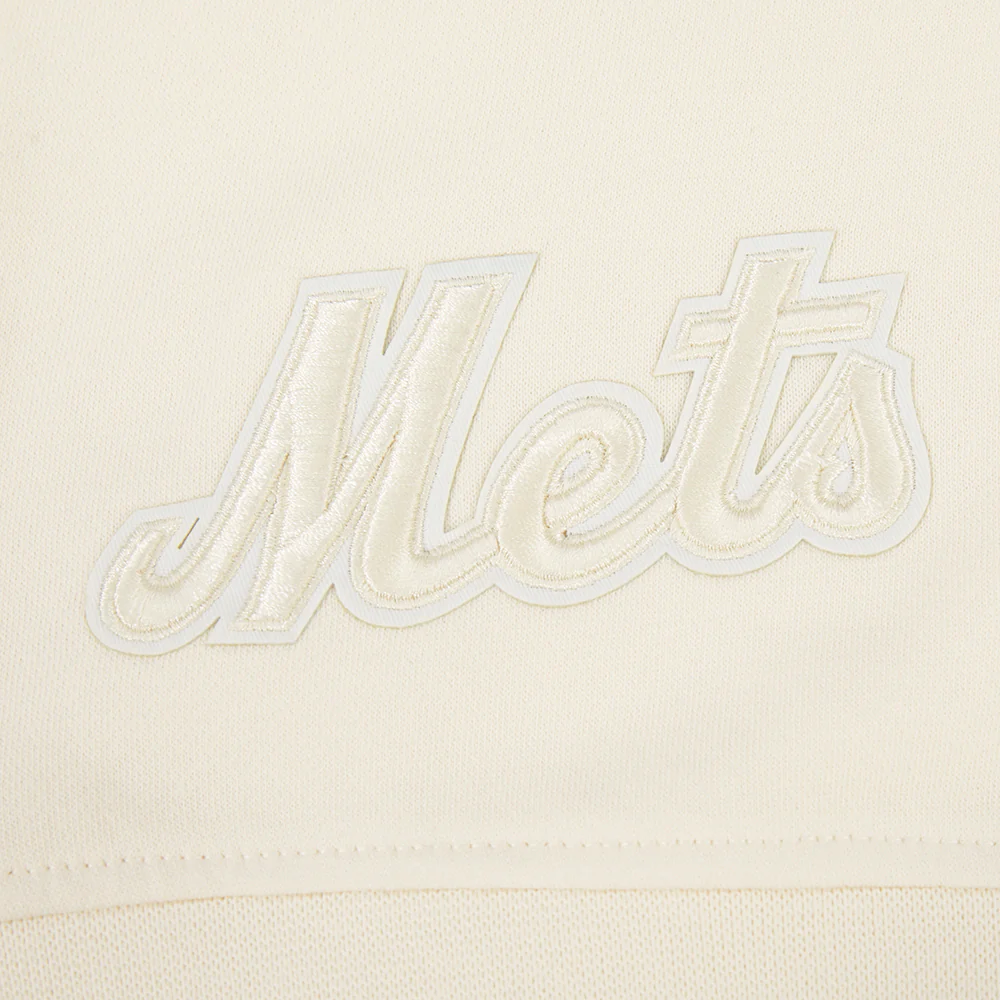 MLB NEW YORK METS NEUTRAL BIG GIRL'S FLEECE CREWNECK (EGGSHELL) - Image 6