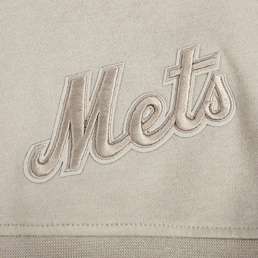 MLB NEW YORK METS NEUTRAL BIG GIRL'S FLEECE PO HOODIE (TAUPE) - Image 6