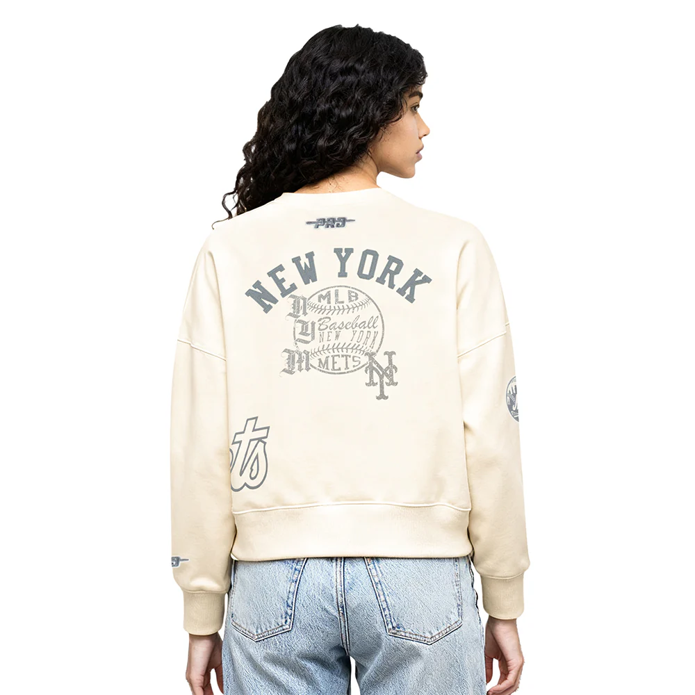 MLB NEW YORK METS STREET TEAM WOMEN'S FLC CREWNECK (EGGSHELL) - Image 2