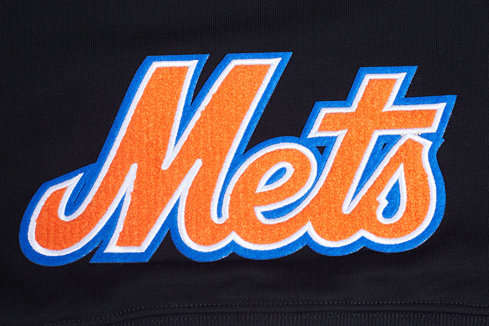 MLB NEW YORK METS CLASSIC WOMEN'S CROPPED PULLOVER HOODIE (BLACK) - Image 7