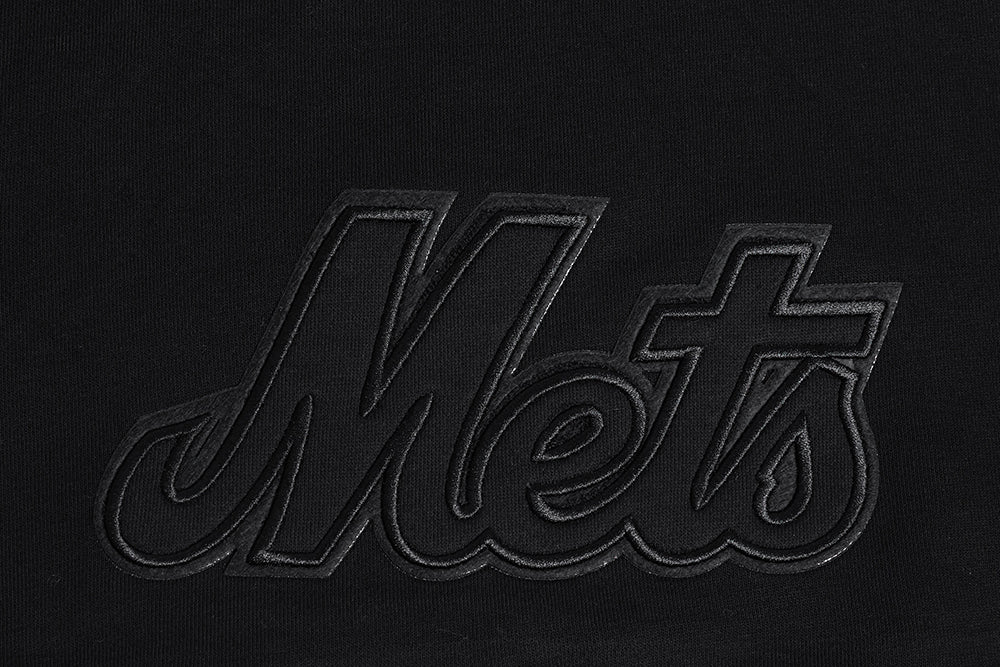 MLB NEW YORK METS NEUTRAL WOMEN'S CROPPED PULLOVER HOODIE (BLACK) - Image 6