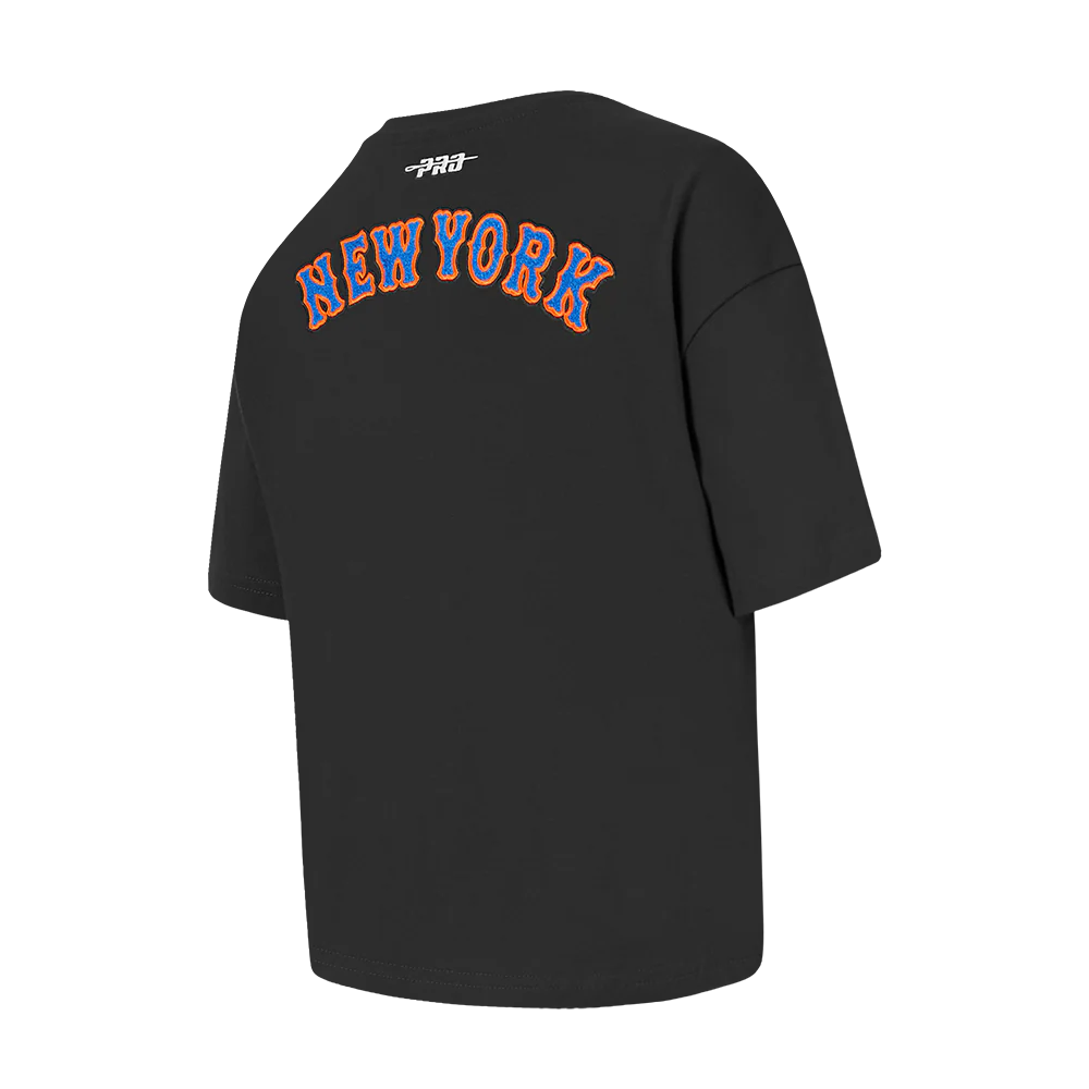 MLB NEW YORK METS CLASSIC LITTLE GIRLS SHORT SLEEVE BOXY TOP (BLACK) - Image 4