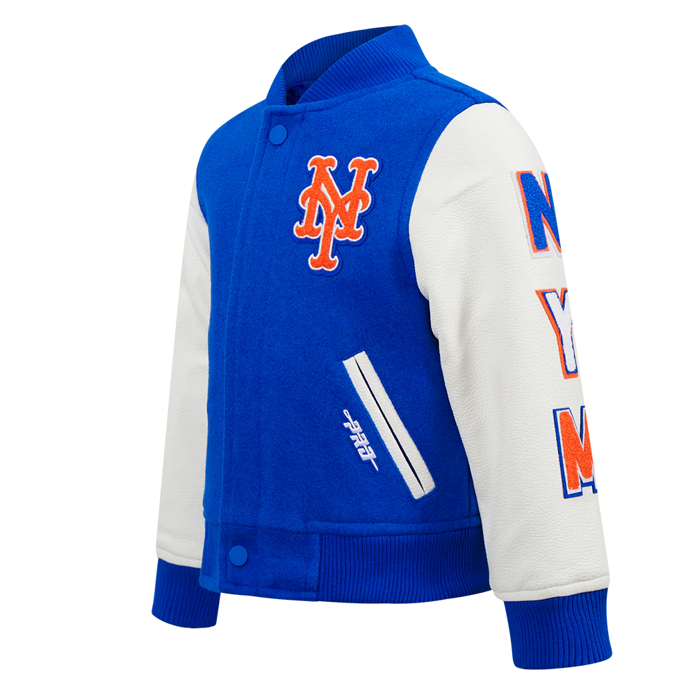 MLB NEW YORK METS CLASSIC TODDLER BOYS WOOL VARSITY JACKET (ROYAL BLUE/WHITE) - Image 2