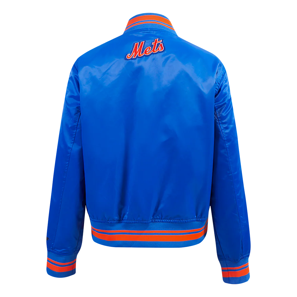 MLB NEW YORK METS SCRIPT TAIL WOMEN'S SATIN JACKET (ROYAL/ORANGE/ROYAL) - Image 3