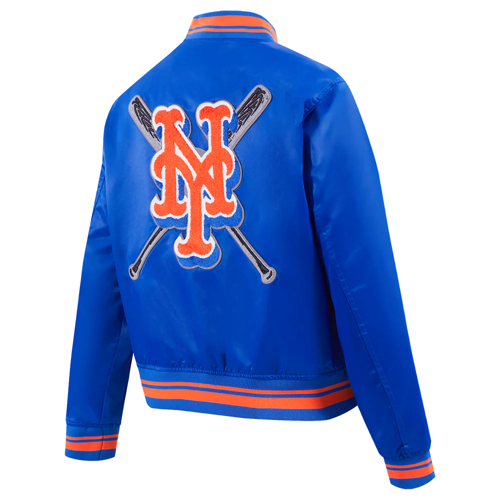 MLB NEW YORK METS MASHUP WOMEN'S RIB SATIN JACKET (ROYAL/ORANGE/ROYAL) - Image 4