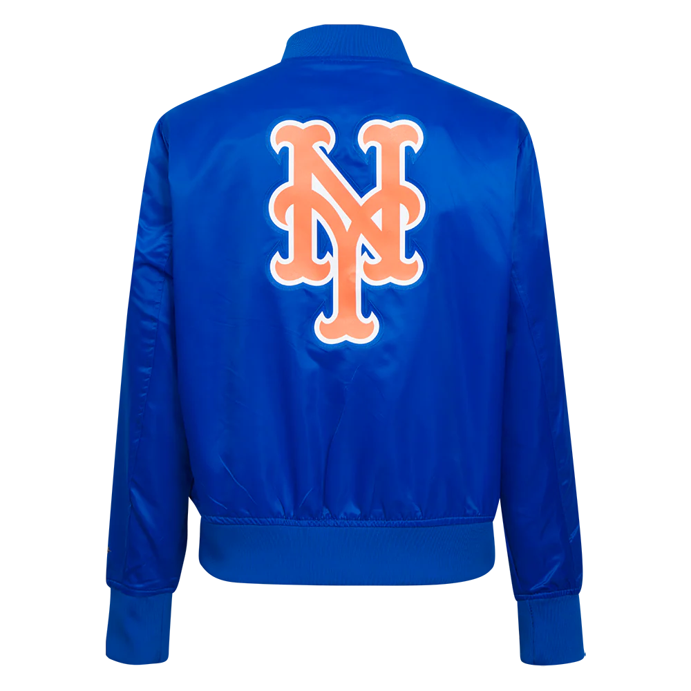 MLB NEW YORK METS CLASSIC WOMEN'S SATIN JACKET (ROYAL BLUE) - Image 3