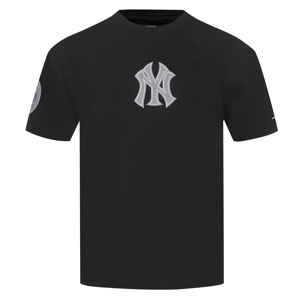 MLB NEW YORK YANKEES REVERSE FRENCH TERRY MEN'S COTTON JERSEY DROP SHOULDER TOP (BLACK) - Image 3
