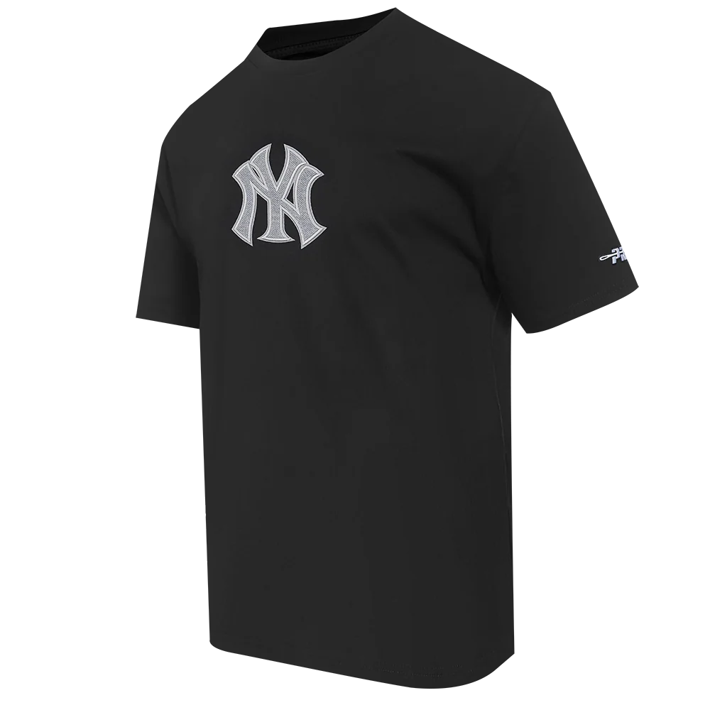 MLB NEW YORK YANKEES REVERSE FRENCH TERRY MEN'S COTTON JERSEY DROP SHOULDER TOP (BLACK) - Image 4