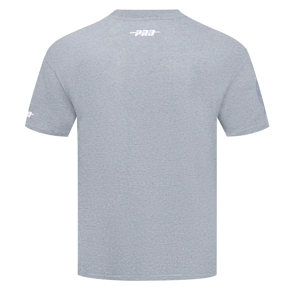 MLB NEW YORK YANKEES REVERSE FRENCH TERRY MEN'S COTTON JERSEY DROP SHOULDER TOP (DARK HEATHER GRAY) - Image 7