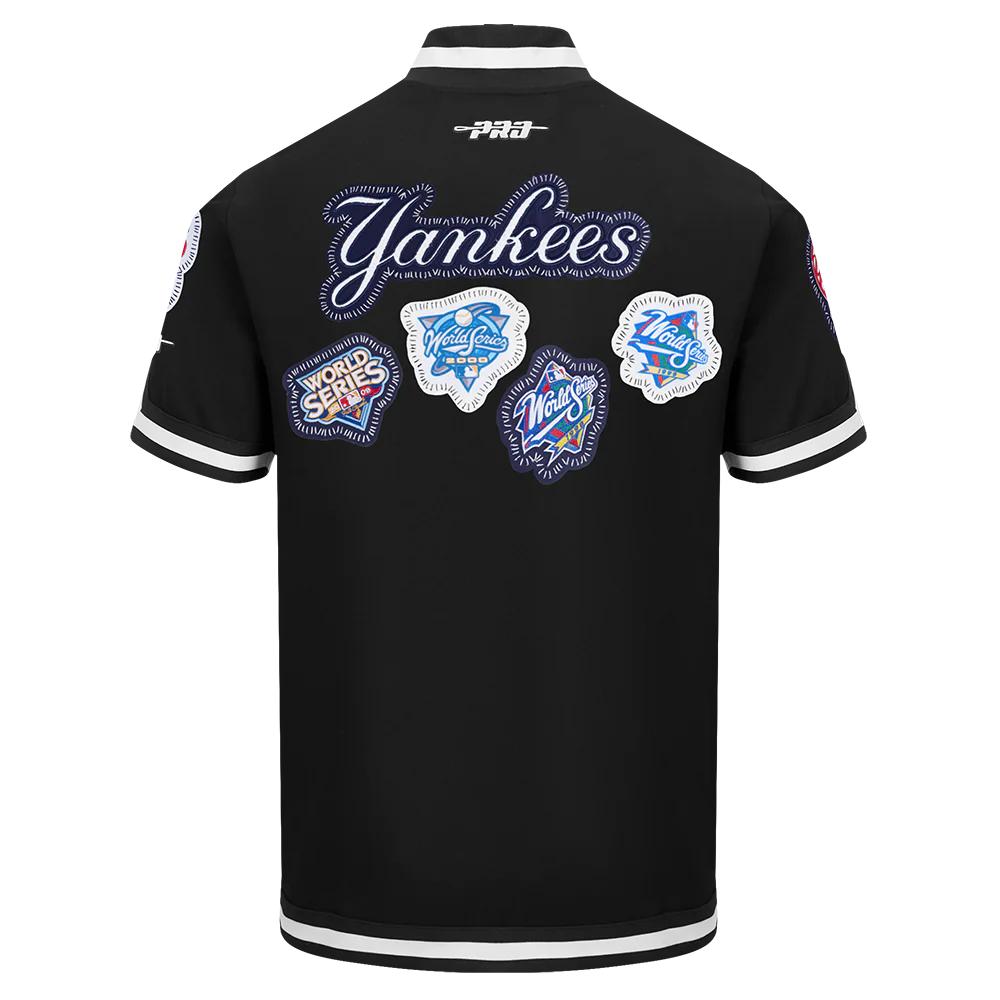 MLB NEW YORK YANKEES DIY PICK STITCH MEN'S DOUBLE KNIT SHORT SLEEVE JACKET (BLACK) - Image 3