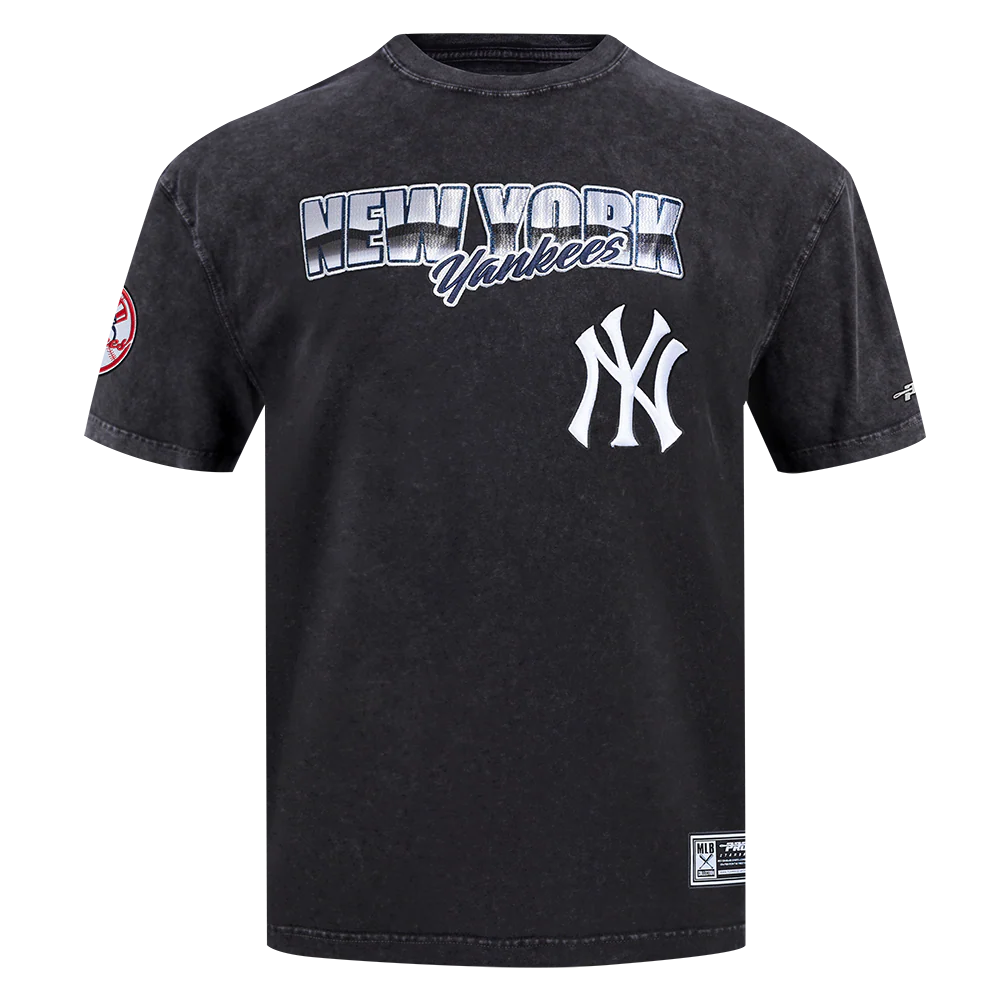 MLB NEW YORK YANKEES CHROME MEN'S COTTON JERSEY DROP SHOULDER TOP (WASHED BLACK)
