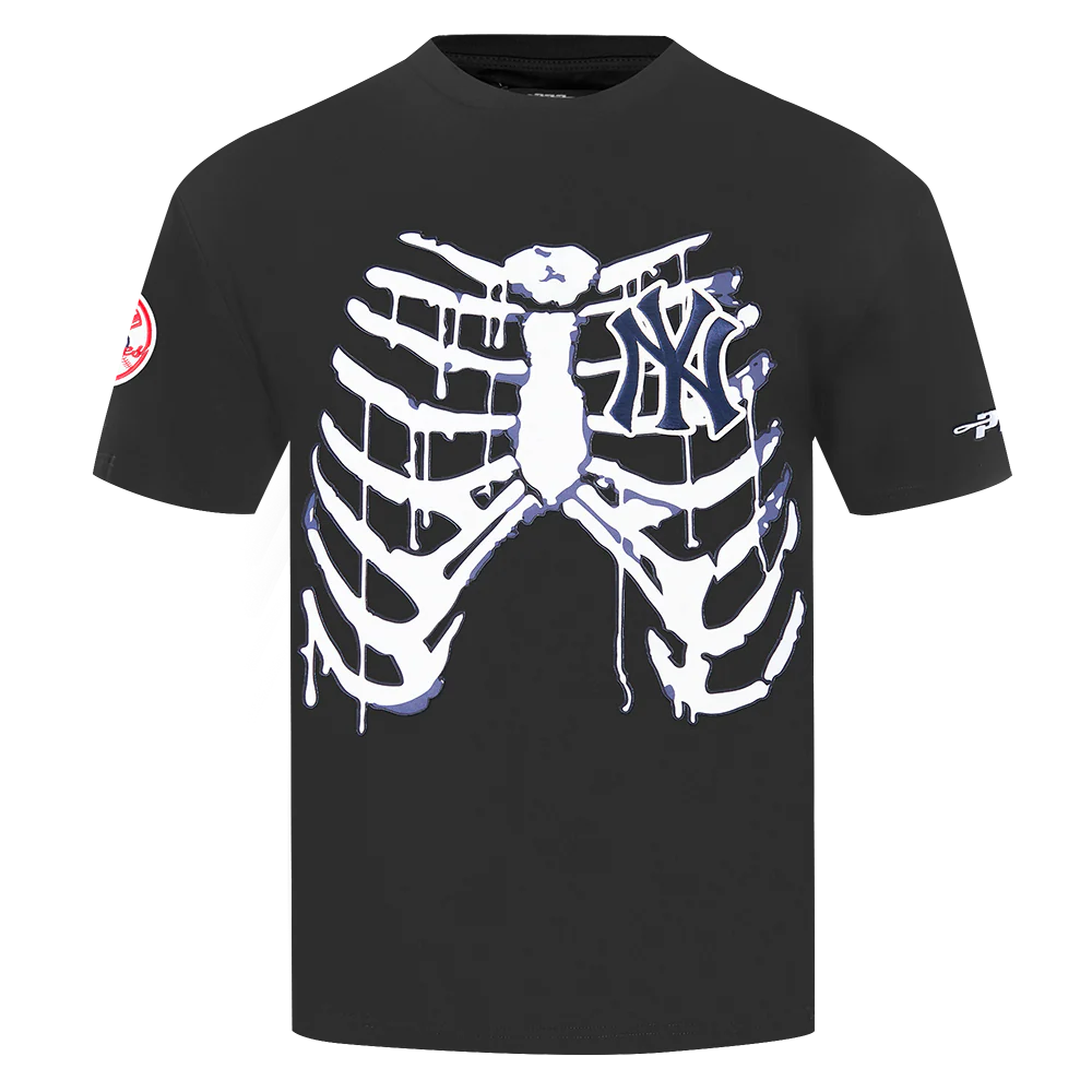 MLB NEW YORK YANKEES RIB CAGE MEN'S COTTON JERSEY DROP SHOULDER TOP(BLACK)