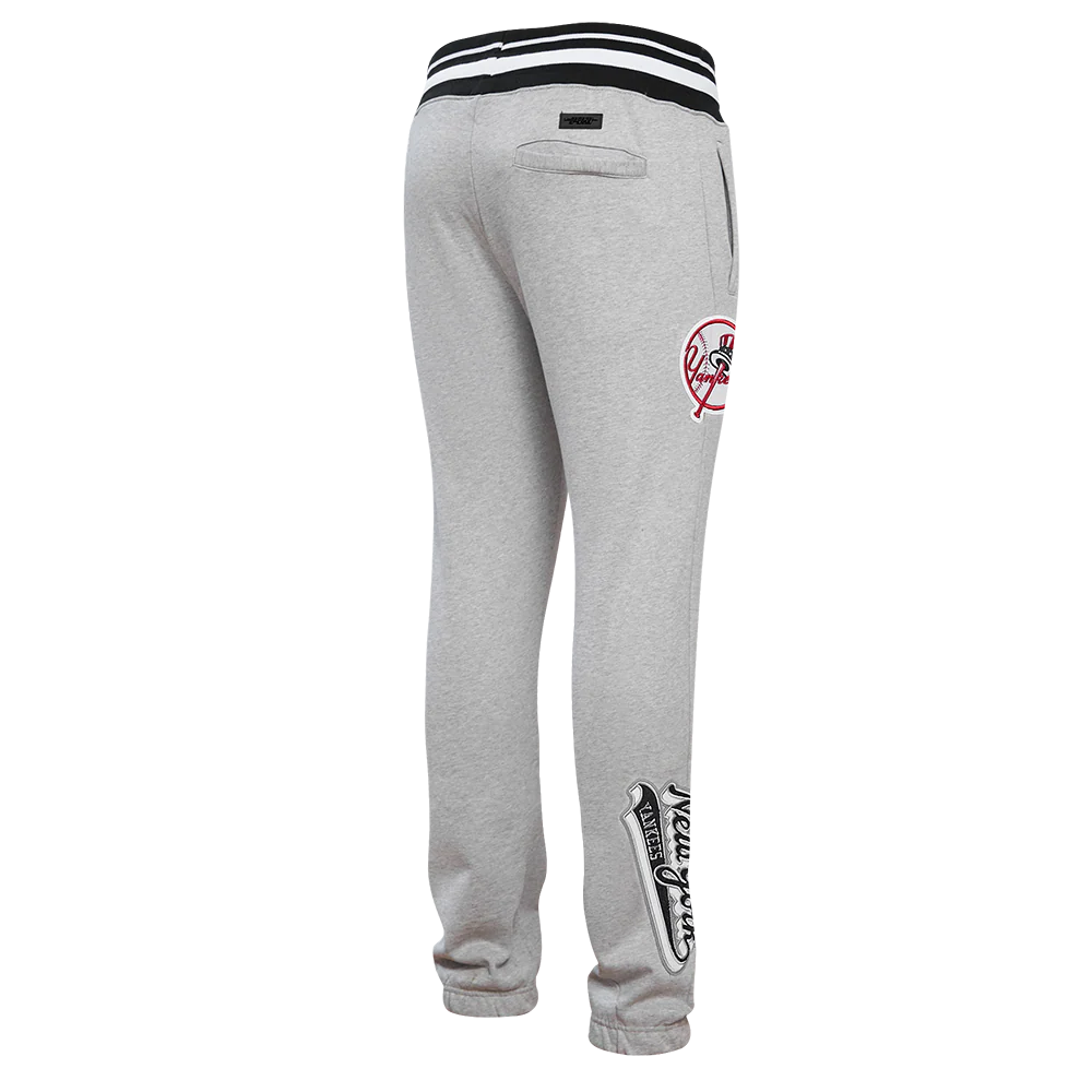 MLB NEW YORK YANKEES SCRIPT TAIL MEN'S RIB FLEECE SWEATPANT (HEATHER GREY/MIDNIGHT NAVY) - Image 4
