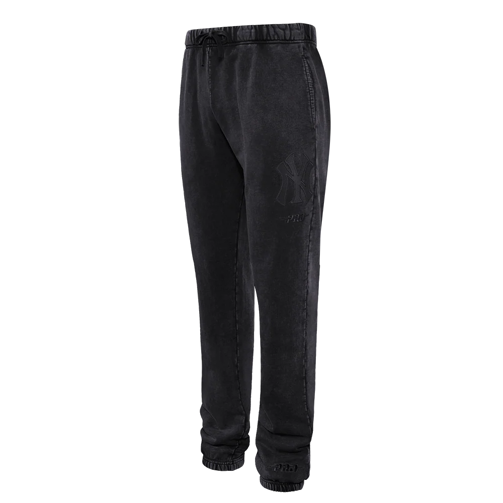 MLB NEW YORK YANKEES WASHED CLASSIC MEN'S ENZYME WASH RELAXED FT SWEATPANT (WASHED BLACK)