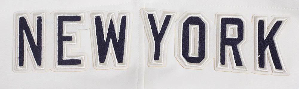 MLB NEW YORK YANKEES CLASSIC CHENILLE MEN'S DOUBLE KNIT PULLOVER HOODIE (EGGSHELL) - Image 8