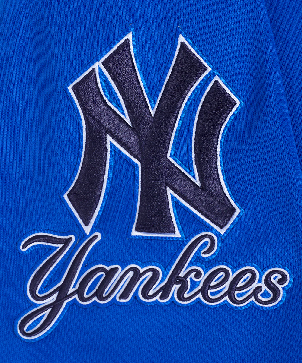 MLB NEW YORK YANKEES CLASSIC CHENILLE MEN'S DOUBLE KNIT PULLOVER HOODIE (ROYAL BLUE) - Image 7