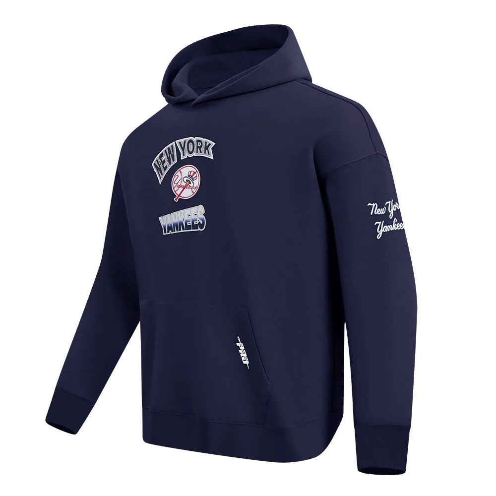 MLB NEW YORK YANKEES TURN IT UP MEN'S DROP SHOULDER FLC PO HOODIE (MIDNIGHT NAVY) - Image 3