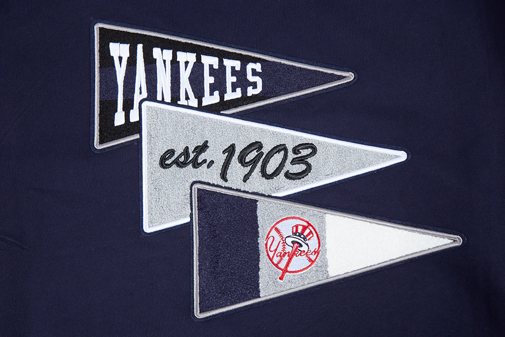 MLB NEW YORK YANKEES TEAM PENNATS MEN'S RIB FLC PO HOODIE (MIDNIGHT NAVY) - Image 9