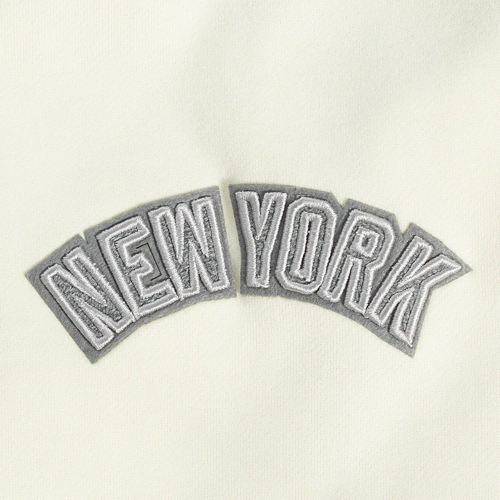 MLB NEW YORK YANKEES REVERSE FRENCH TERRY MEN'S COLOR BLOCK FLEECE PULLOVER HOODIE (BLACK/GRAY/EGGSHELL) - Image 10