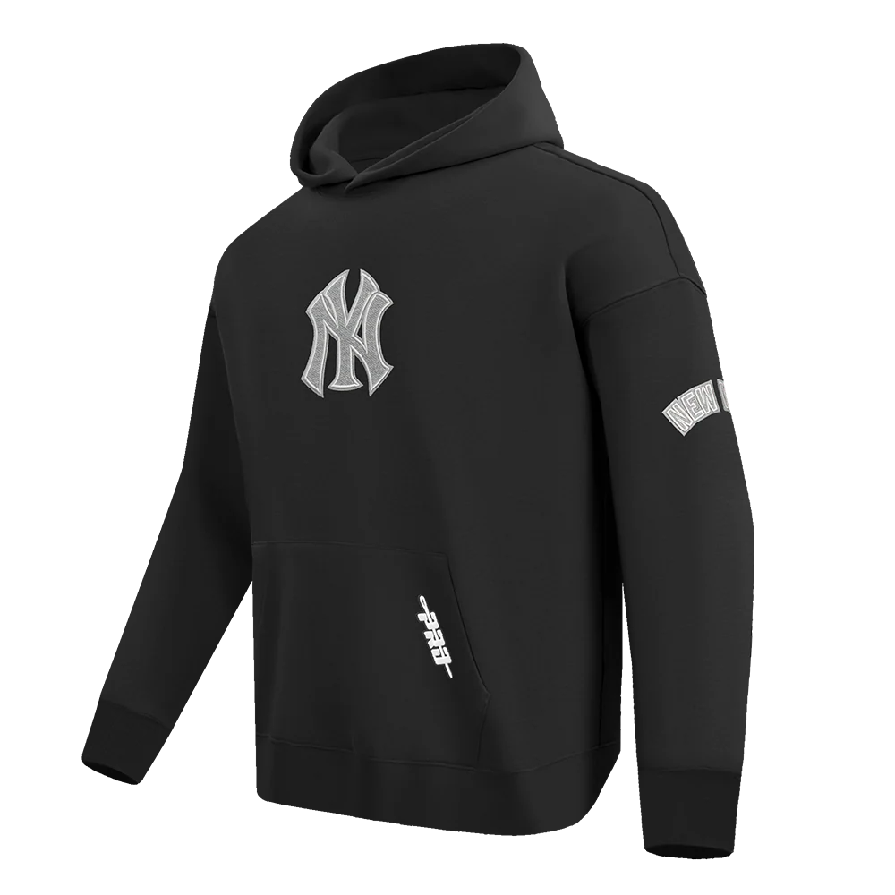 MLB NEW YORK YANKEES REVERSE FRENCH TERRY MEN'S DROP SHOULDER FLC PO HOODIE (BLACK) - Image 6