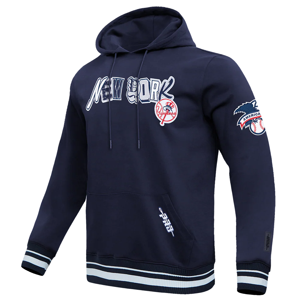 MLB NEW YORK YANKEES CITY RANSOM MEN'S RIB FLEECE PULLOVER HOODIE (MIDNIGHT NAVY) - Image 4