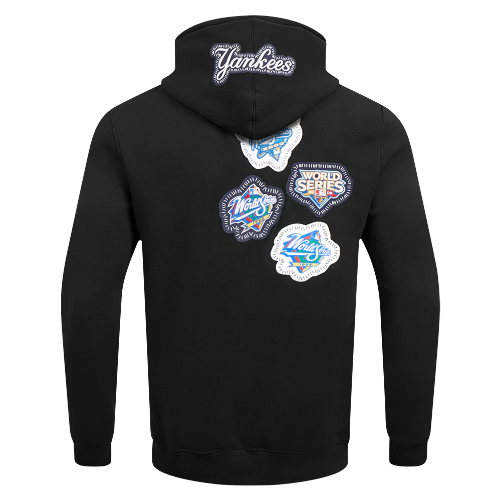 MLB NEW YORK YANKEES DIY PICK STITCH MEN'S DOUBLE KNIT PULLOVER HOODIE (BLACK) - Image 7