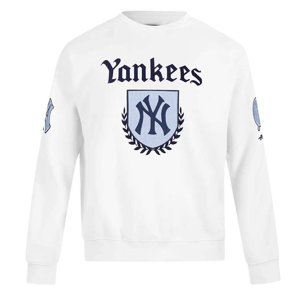MLB NEW YORK YANKEES COUNTRY CLUB MEN'S DROP SHOULDER FLEECE CREWNECK (WHITE)