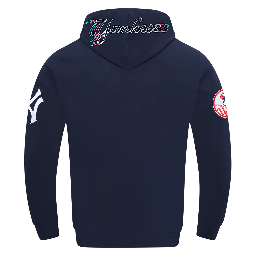 MLB NEW YORK YANKEES ECHO LOGO MEN'S FLEECE PULLOVER HOODIE (MIDNIGHT NAVY) - Image 3