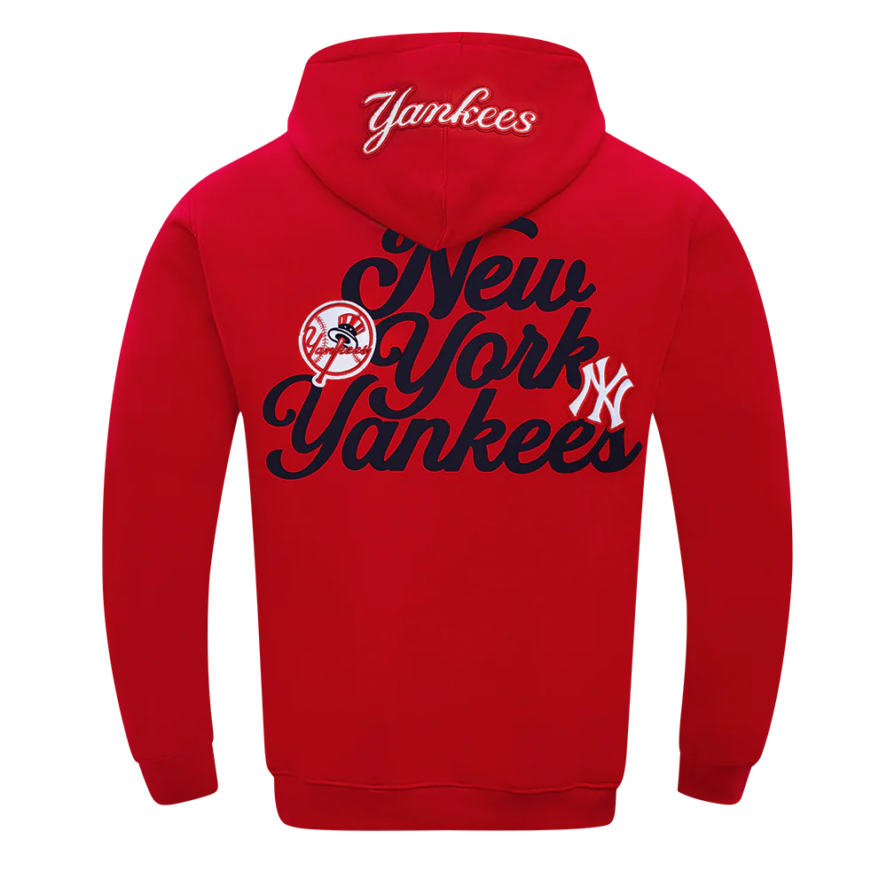MLB NEW YORK YANKEES SOUVENIR MEN'S FLEECE PULLOVER HOODIE (RED) - Image 3