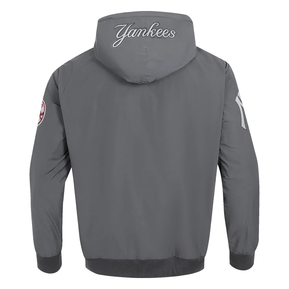 MLB NEW YORK YANKEES CLASSIC WIND SUIT MEN'S WOVEN FULL ZIP PULLOVER HOODIE (GRAY) - Image 3