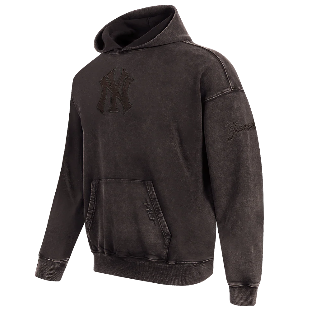 MLB NEW YORK YANKEES WASHED CLASSIC MEN'S ENZYME WASH DROP SHOULDER PO HOODIE (WASHED BROWN) - Image 2