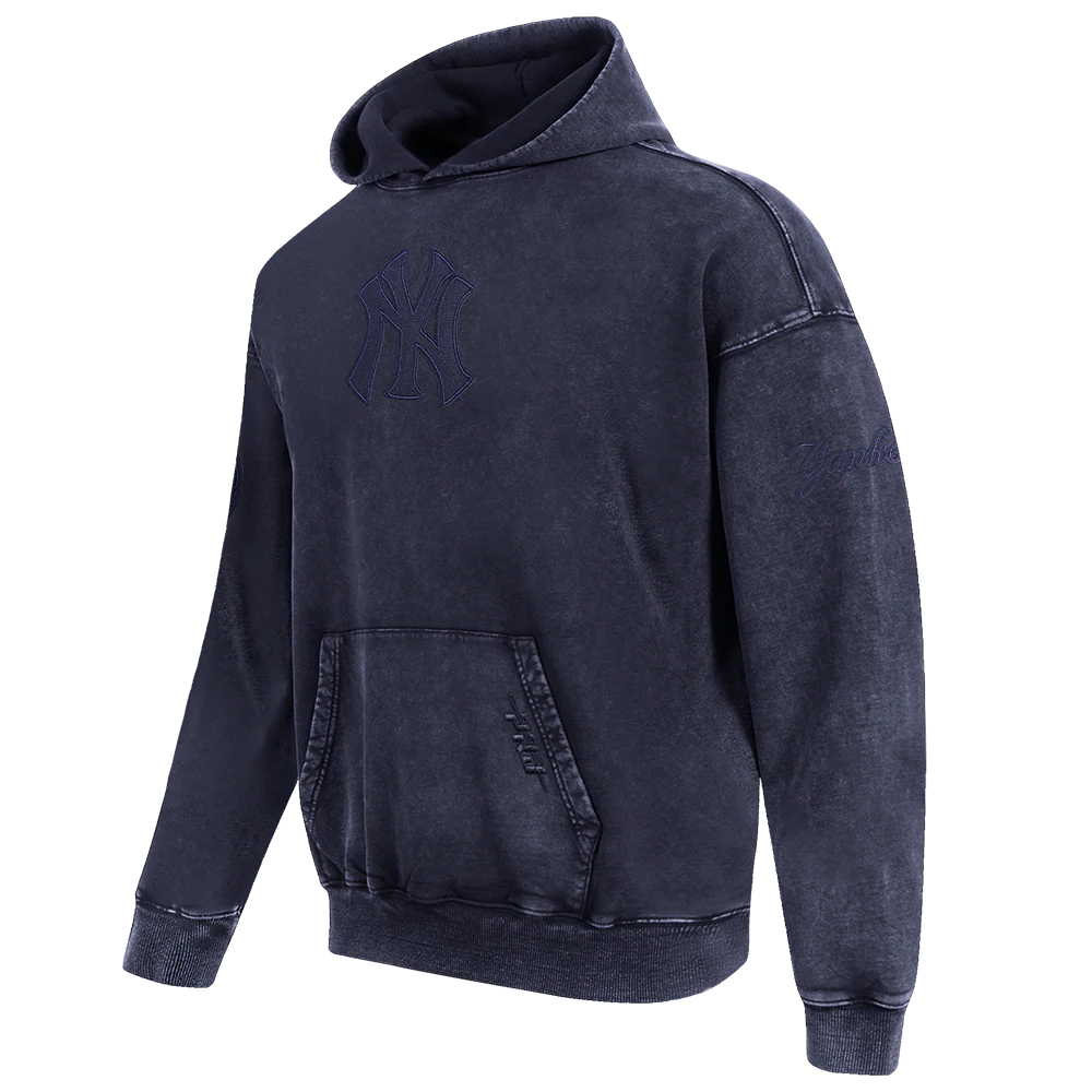 MLB NEW YORK YANKEES WASHED CLASSIC MEN'S ENZYME WASH DROP SHOULDER PO HOODIE (WASHED MIDNIGHT NAVY) - Image 2