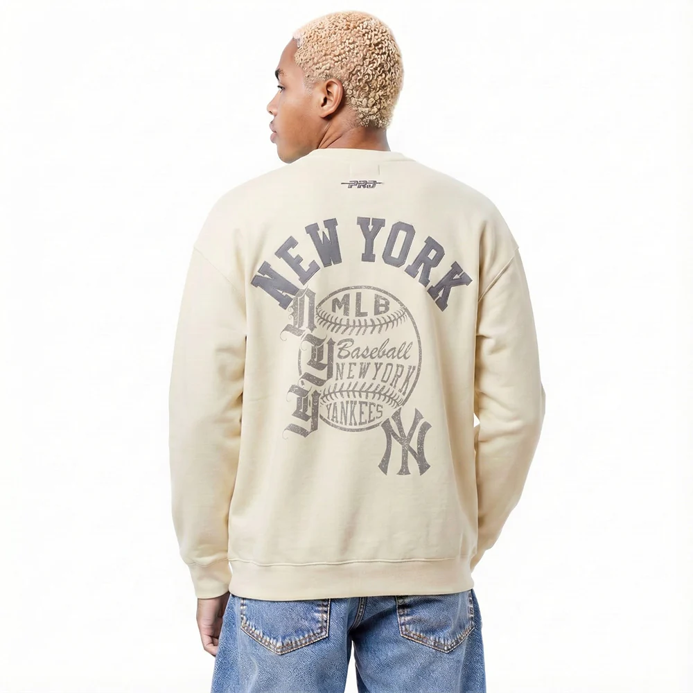 MLB NEW YORK YANKEES STREET TEAM MEN'S DROP SHOULDER FLC CREWNECK (EGGSHELL) - Image 2