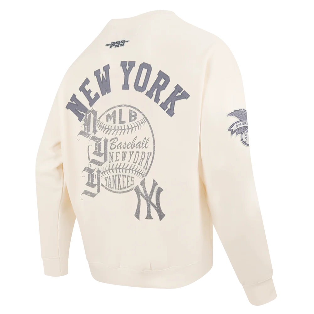 MLB NEW YORK YANKEES STREET TEAM MEN'S DROP SHOULDER FLC CREWNECK (EGGSHELL) - Image 4