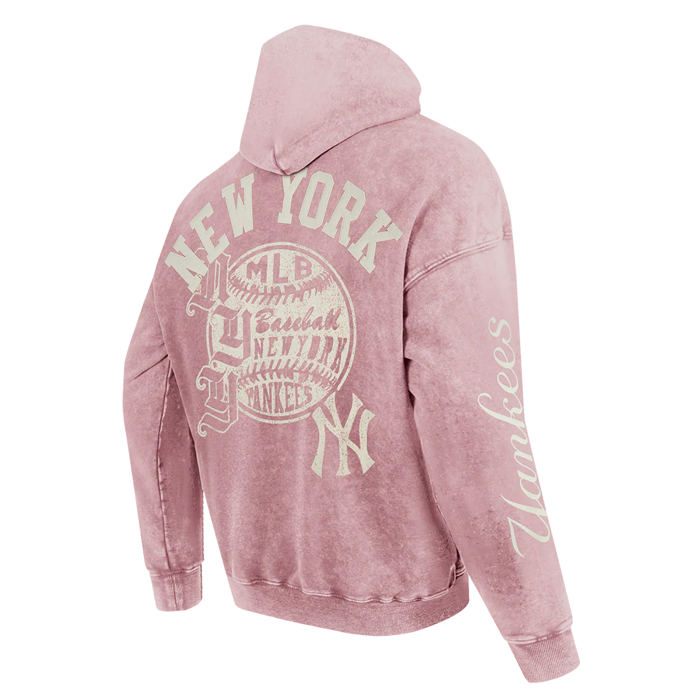 NEW YORK YANKEES STREET TEAM MEN'S ENZYME WASH DS FT PO HOODIE (WASHED MAUVE) - Image 4
