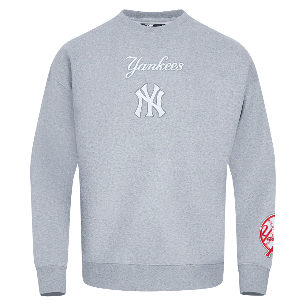 MLB NEW YORK YANKEES WINGSPAN MEN'S DROP SHOULDER FLC CREWNECK (DARK HEATHER GRAY) - Image 3